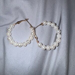 Elegant Pearl Hoop Earrings